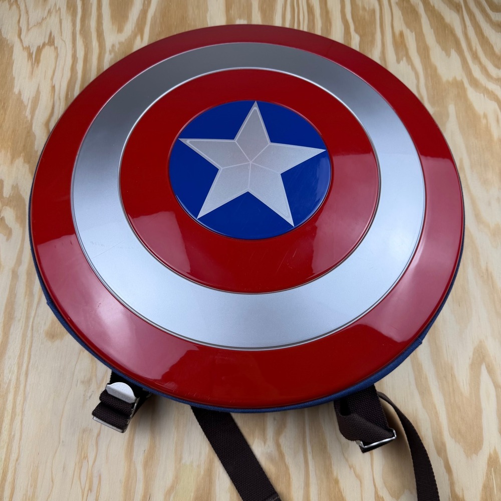 Marvel Captain America Shield Hardshell Backpack Red Silver Blue 18 Inch